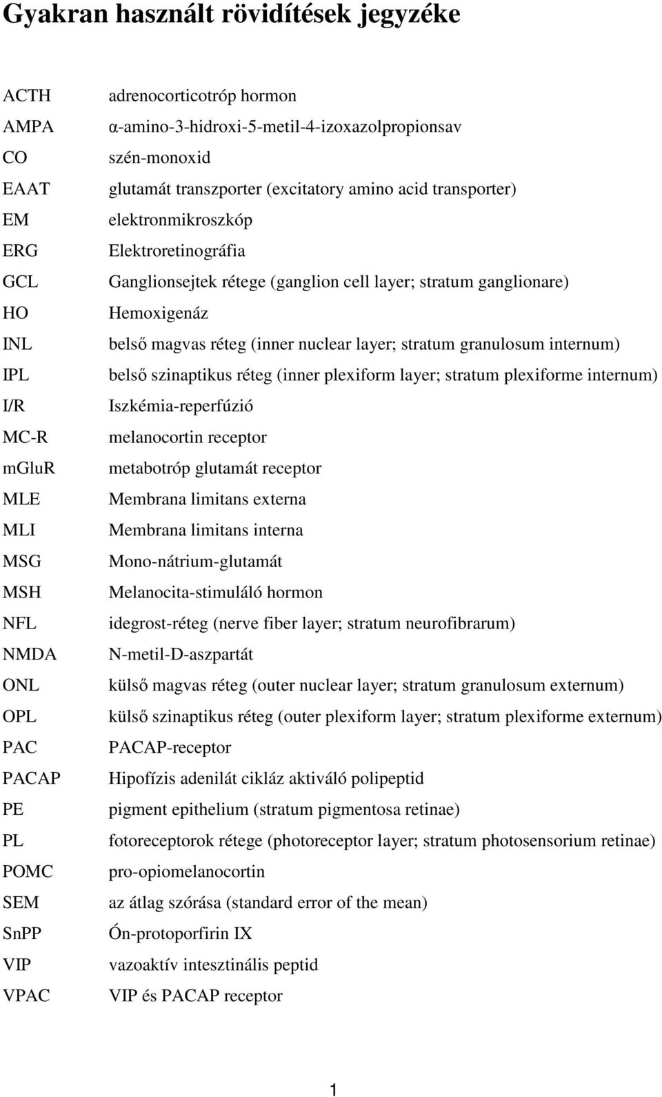 layer; stratum ganglionare) Hemoxigenáz belső magvas réteg (inner nuclear layer; stratum granulosum internum) belső szinaptikus réteg (inner plexiform layer; stratum plexiforme internum)