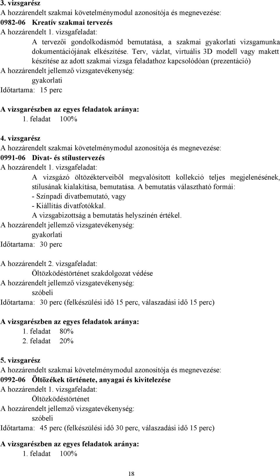 Terv, vázlat, virtuális 3D modell vagy makett készítése az adott szakmai vizsga feladathoz kapcsolódóan (prezentáció) A hozzárendelt jellemző vizsgatevékenység: gyakorlati Időtartama: 15 perc A