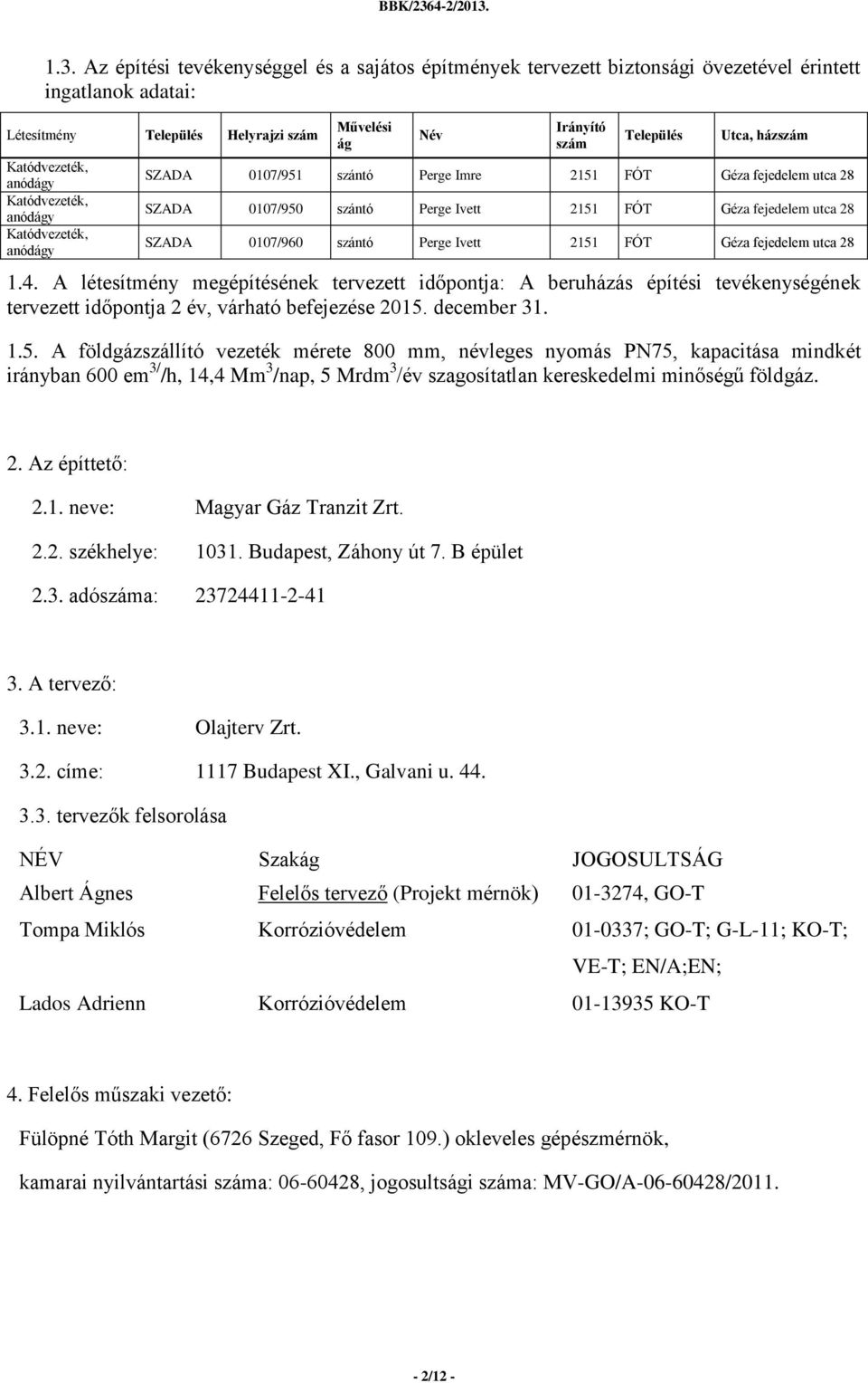 utca 28 SZADA 0107/960 szántó Perge Ivett 2151 FÓT Géza fejedelem utca 28 1.4.