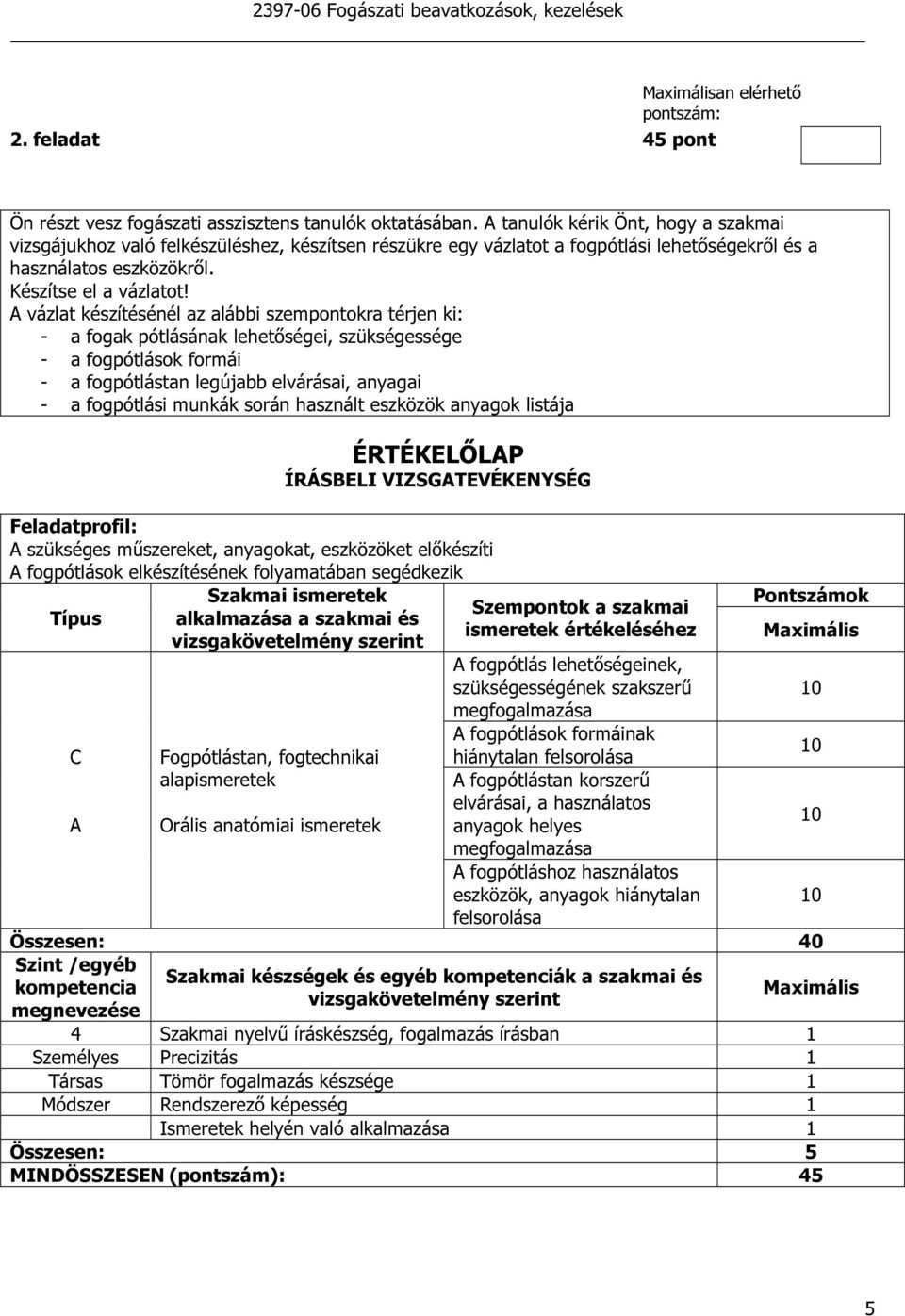 A vázlat készítésénél az alábbi szempontokra térjen ki: - a fogak pótlásának lehetőségei, szükségessége - a fogpótlások formái - a fogpótlástan legújabb elvárásai, anyagai - a fogpótlási munkák során