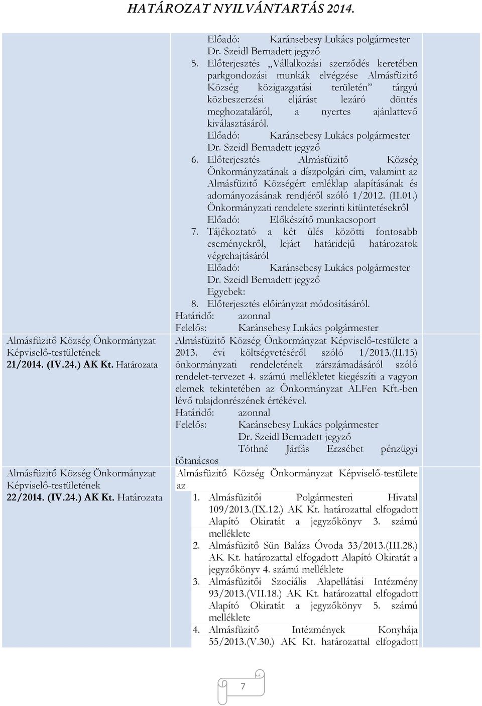 ajánlattevő kiválasztásáról. Előadó: 6.