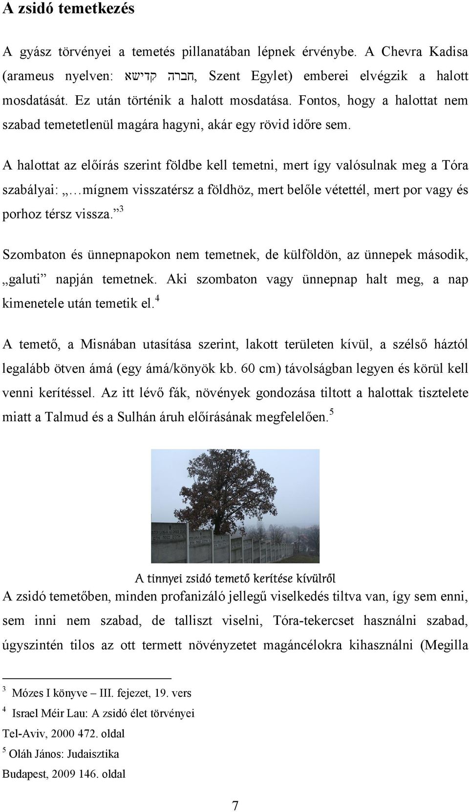 A halottat az előírás szerint földbe kell temetni, mert így valósulnak meg a Tóra szabályai: mígnem visszatérsz a földhöz, mert belőle vétettél, mert por vagy és porhoz térsz vissza.