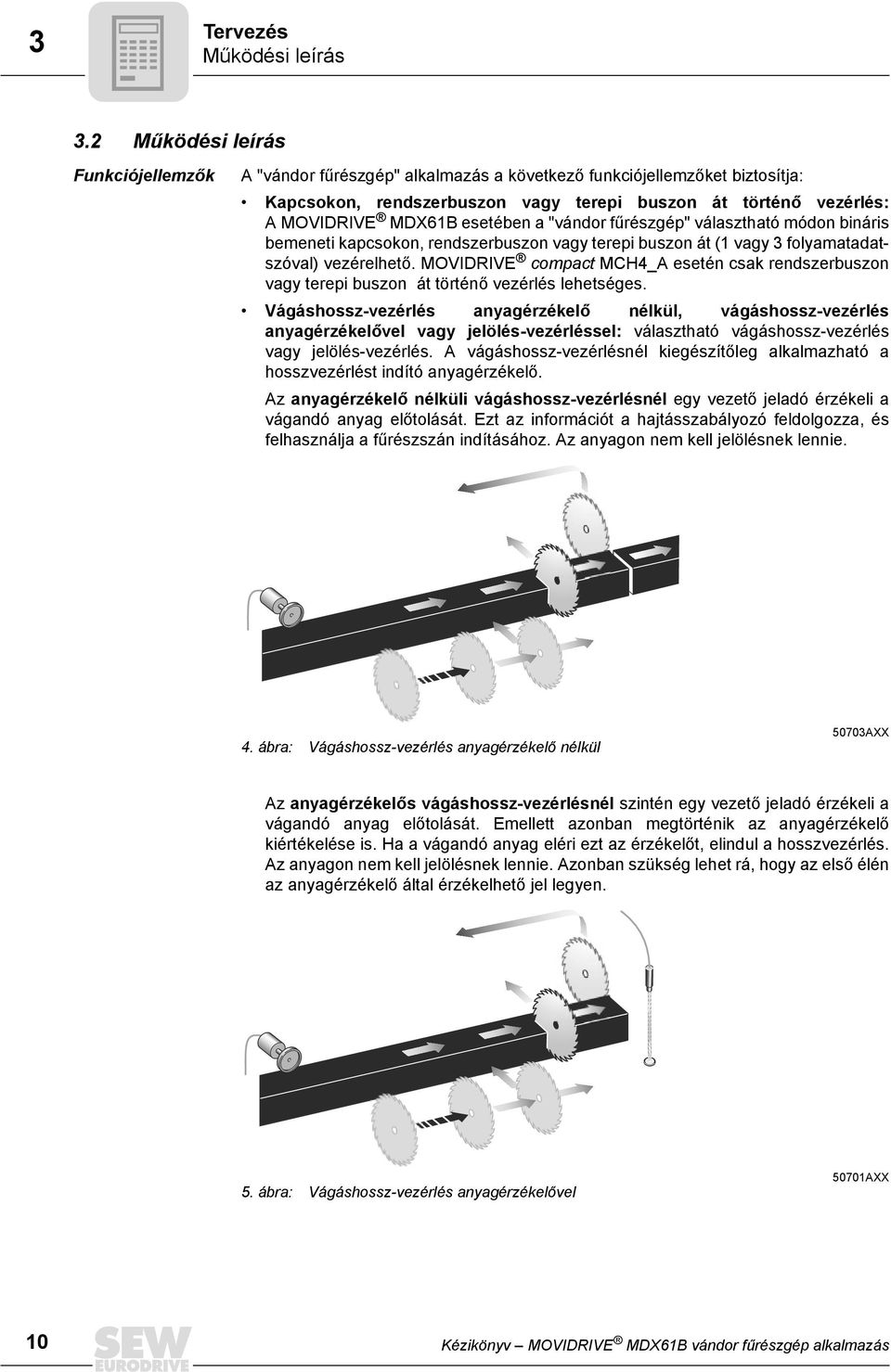 esetében a "vándor fűrészgép" választható módon bináris bemeneti kapcsokon, rendszerbuszon vagy terepi buszon át ( vagy folyamatadatszóval) vezérelhető.