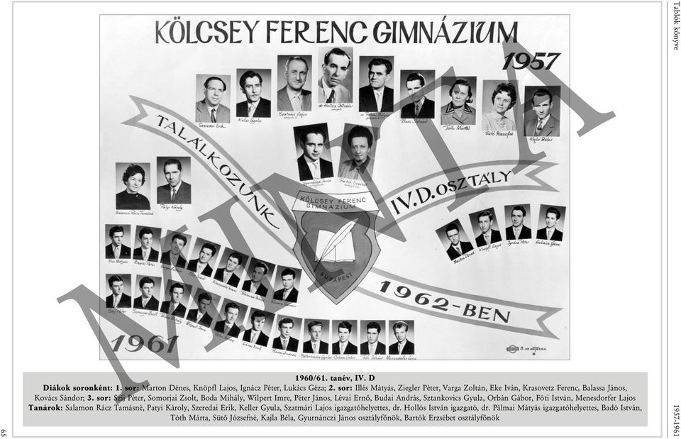 sor: Szíj Péter, Somorjai Zsolt, Boda Mihály, Wilpert Imre, Péter János, Lévai Ernő, Budai András, Sztankovics Gyula, Orbán Gábor, Fóti István, Menesdorfer Lajos Tanárok: