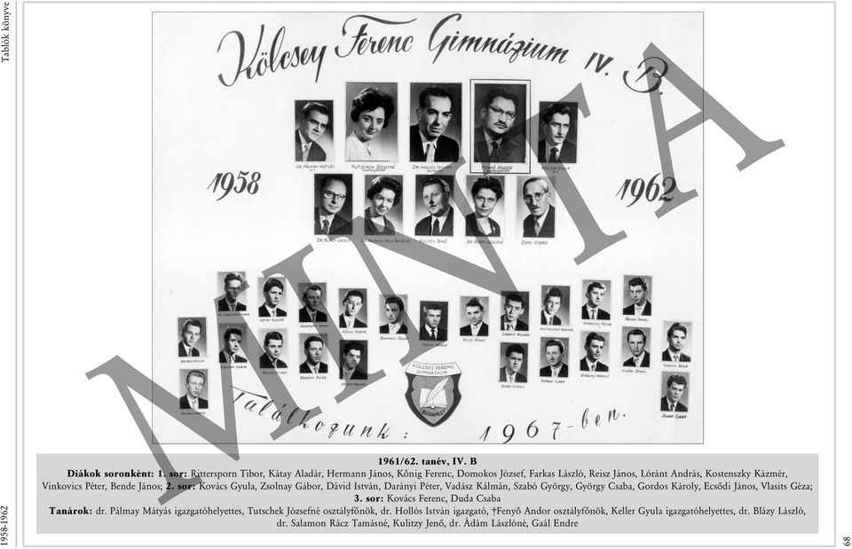 János; 2. sor: Kovács Gyula, Zsolnay Gábor, Dávid István, Darányi Péter, Vadász Kálmán, Szabó György, György Csaba, Gordos Károly, Ecsődi János, Vlasits Géza; 3.