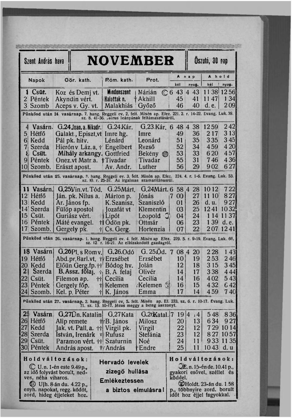 7. hang. Reggeli ev. 2. felt. Misén ap. Efez. 221.2. r. 14-22. Evang. Luk. 39. sz. 8. 41-56. jíirus leányának feltámasztásáról. 4 Vasárn. 5 Hétfő 6 Kedd 7 Szerda í Csüt. 9 Péntek 10 Szomb. G.24Joan,a.