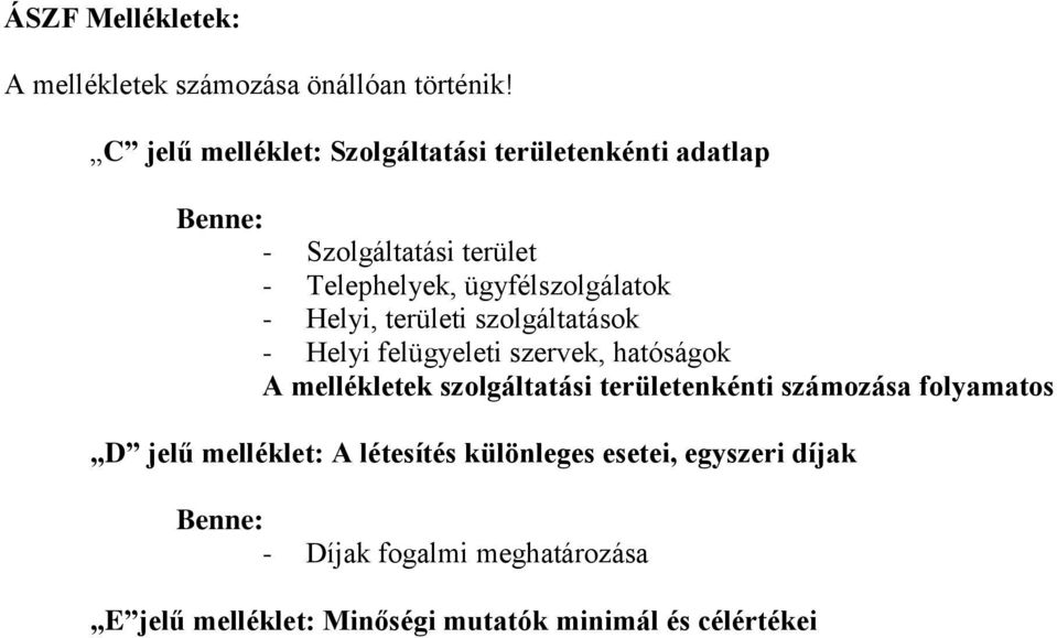 - Helyi, területi szolgáltatások - Helyi felügyeleti szervek, hatóságok A mellékletek szolgáltatási területenkénti