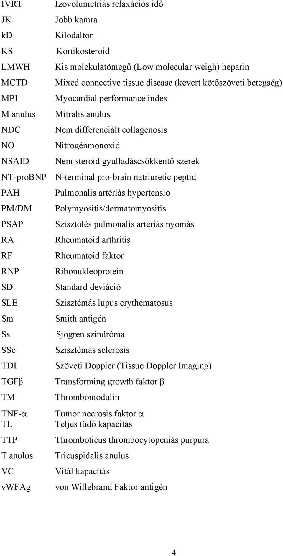 peptid PAH Pulmonalis artériás hypertensio PM/DM Polymyositis/dermatomyositis PSAP Szisztolés pulmonalis artériás nyomás RA Rheumatoid arthritis RF Rheumatoid faktor RNP Ribonukleoprotein SD Standard