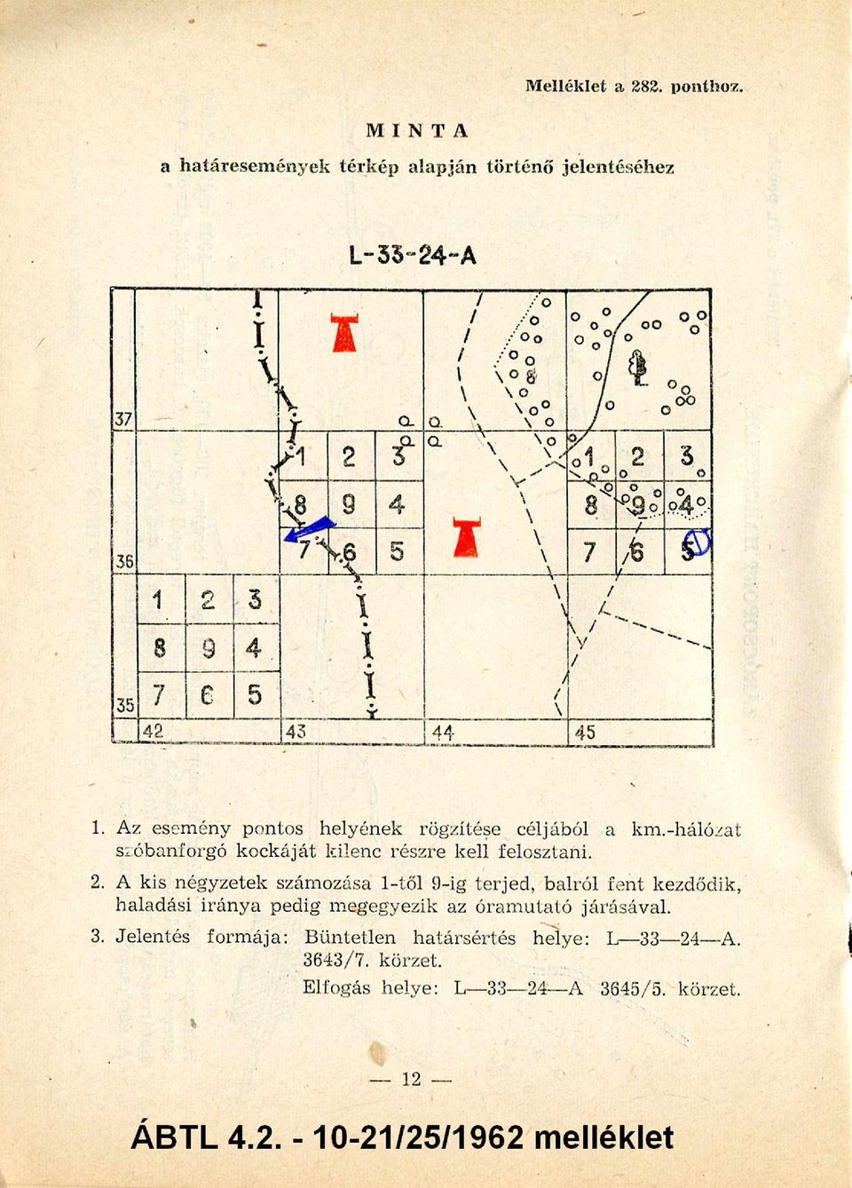 A kis négyzetek számozása 1-től 9-ig terjed, balról fent kezdődik, haladási iránya pedig megegyezik az óram utató