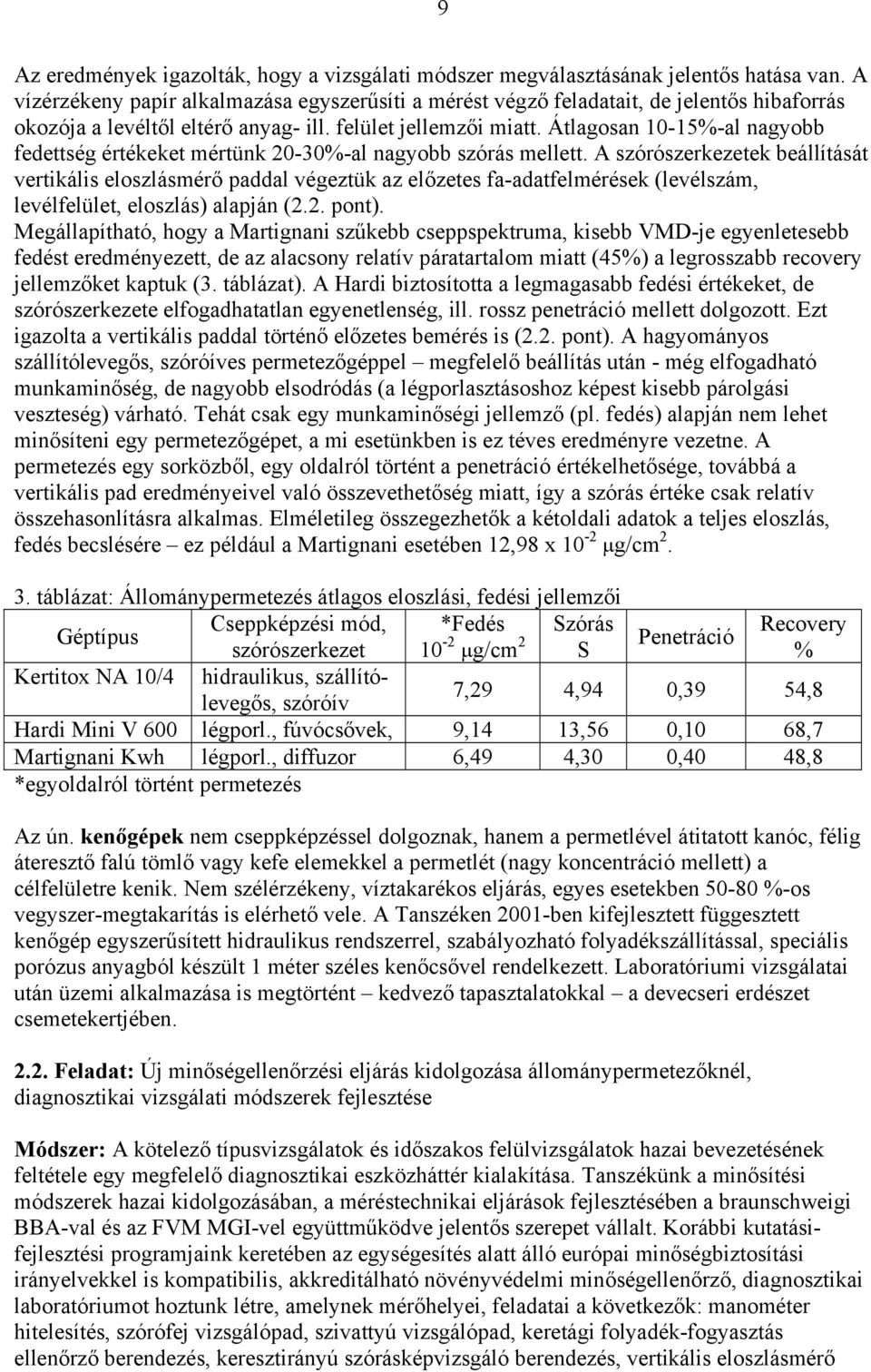 Átlagosan 10-15%-al nagyobb fedettség értékeket mértünk 20-30%-al nagyobb szórás mellett.