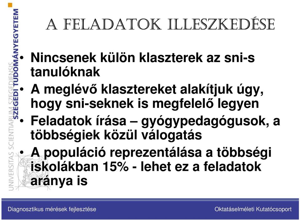 Feladatok írása gyógypedagógusok, a többségiek közül válogatás A populáció