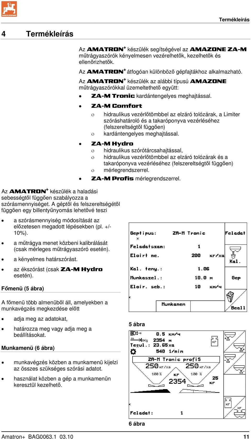 ZA-M Comfort Az AMATRON + készülék a haladási sebességtől függően szabályozza a szórásmennyiséget.