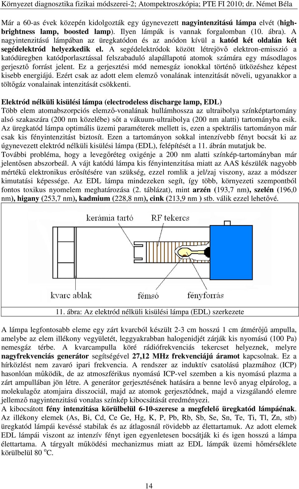 A segédelektródok között létrejövő elektron-emisszió a katódüregben katódporlasztással felszabaduló alapállapotú atomok számára egy másodlagos gerjesztő forrást jelent.