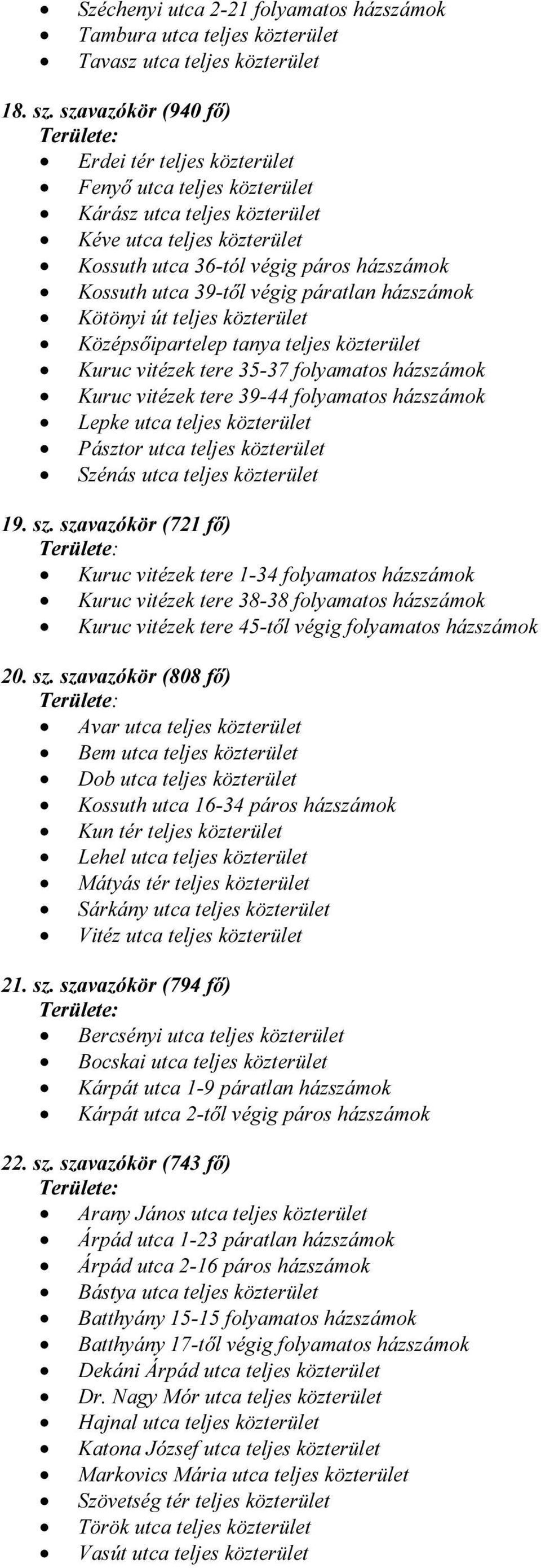 végig páratlan házszámok Kötönyi út teljes közterület Középsőipartelep tanya teljes közterület Kuruc vitézek tere 35-37 folyamatos házszámok Kuruc vitézek tere 39-44 folyamatos házszámok Lepke utca