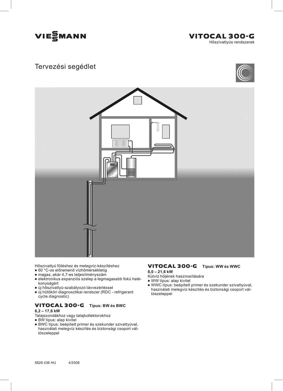 Típus: WW és WWC 8,0 21,6 kw Kútvíz hőjének hasznosítására & WW típus: alap kivitel & WWC típus: beépített primer és szekunder szivattyúval, használati melegvíz készítés és biztonsági csoport