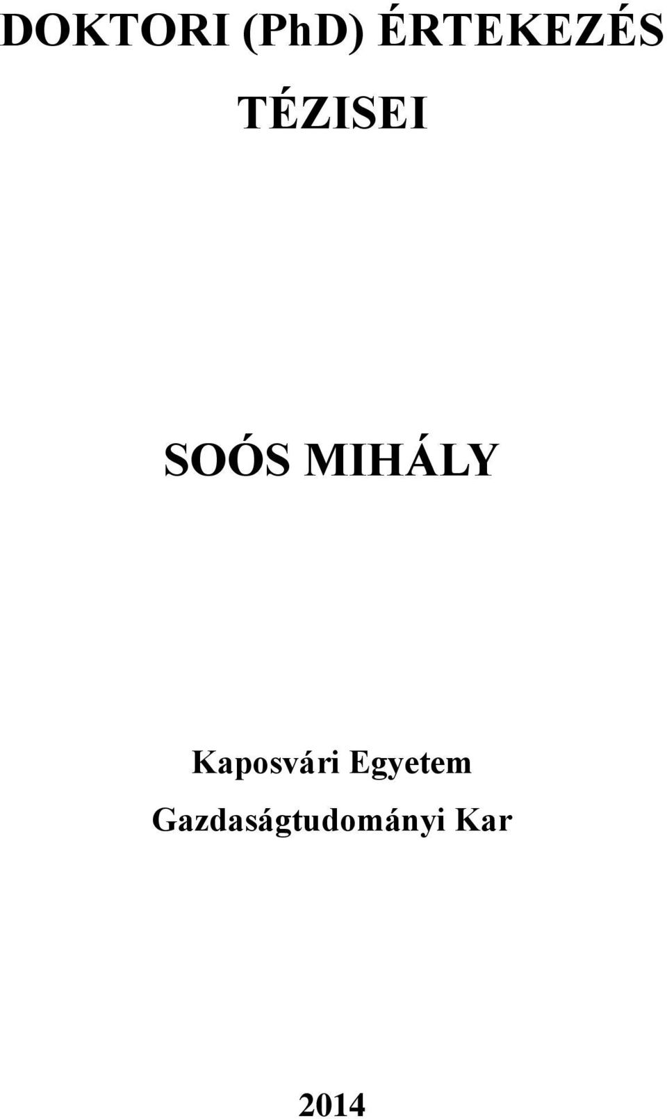 SOÓS MIHÁLY Kaposvári