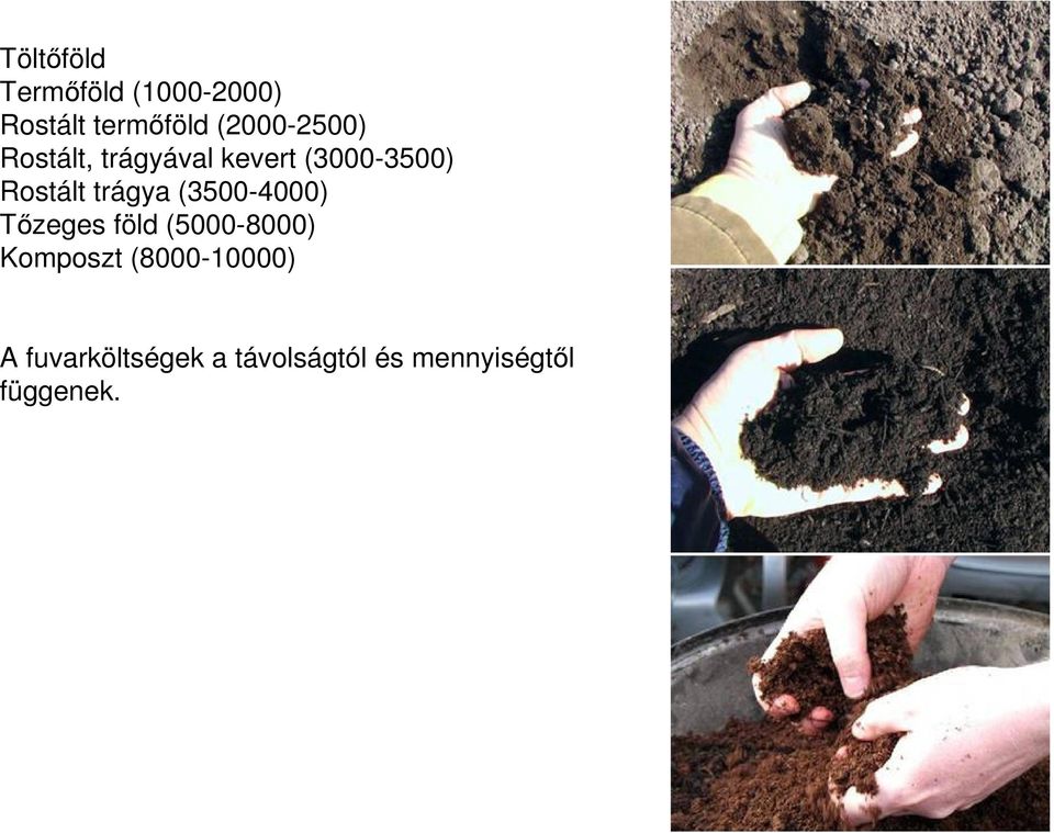 trágya (3500-4000) Tőzeges föld (5000-8000) Komposzt
