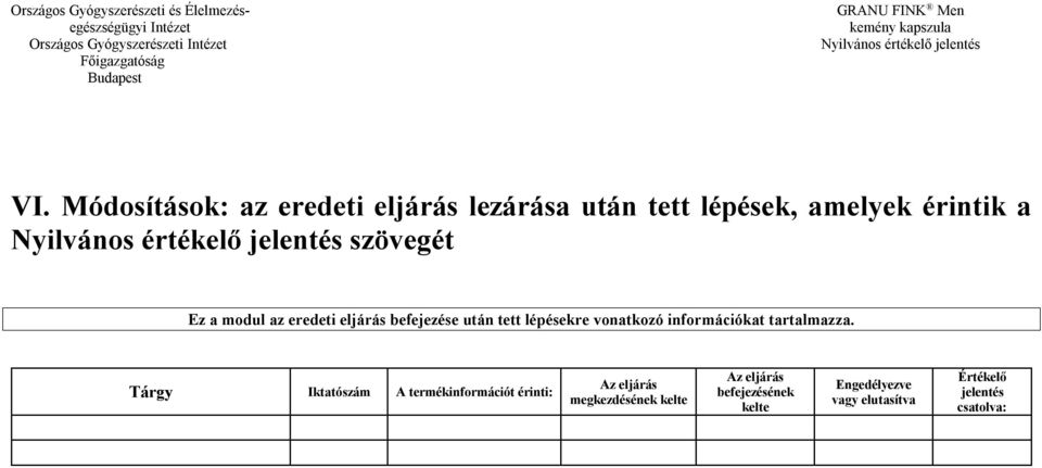 modul az eredeti eljárás befejezése után tett lépésekre vonatkozó információkat tartalmazza.