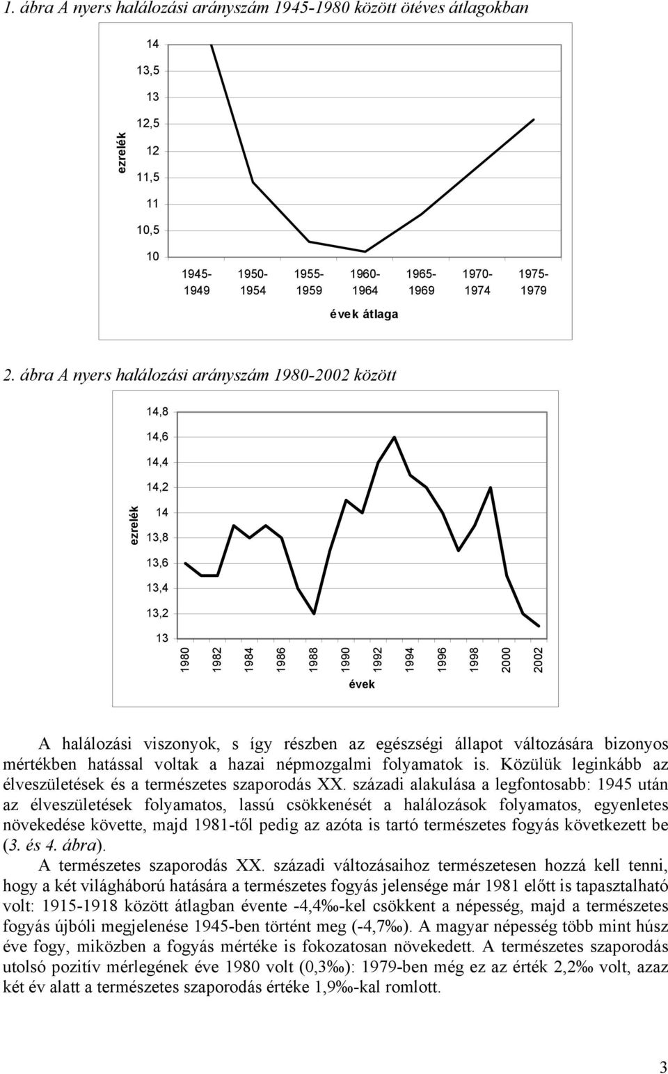 részben az egészségi állapot változására bizonyos mértékben hatással voltak a hazai népmozgalmi folyamatok is. Közülük leginkább az élveszületések és a természetes szaporodás XX.