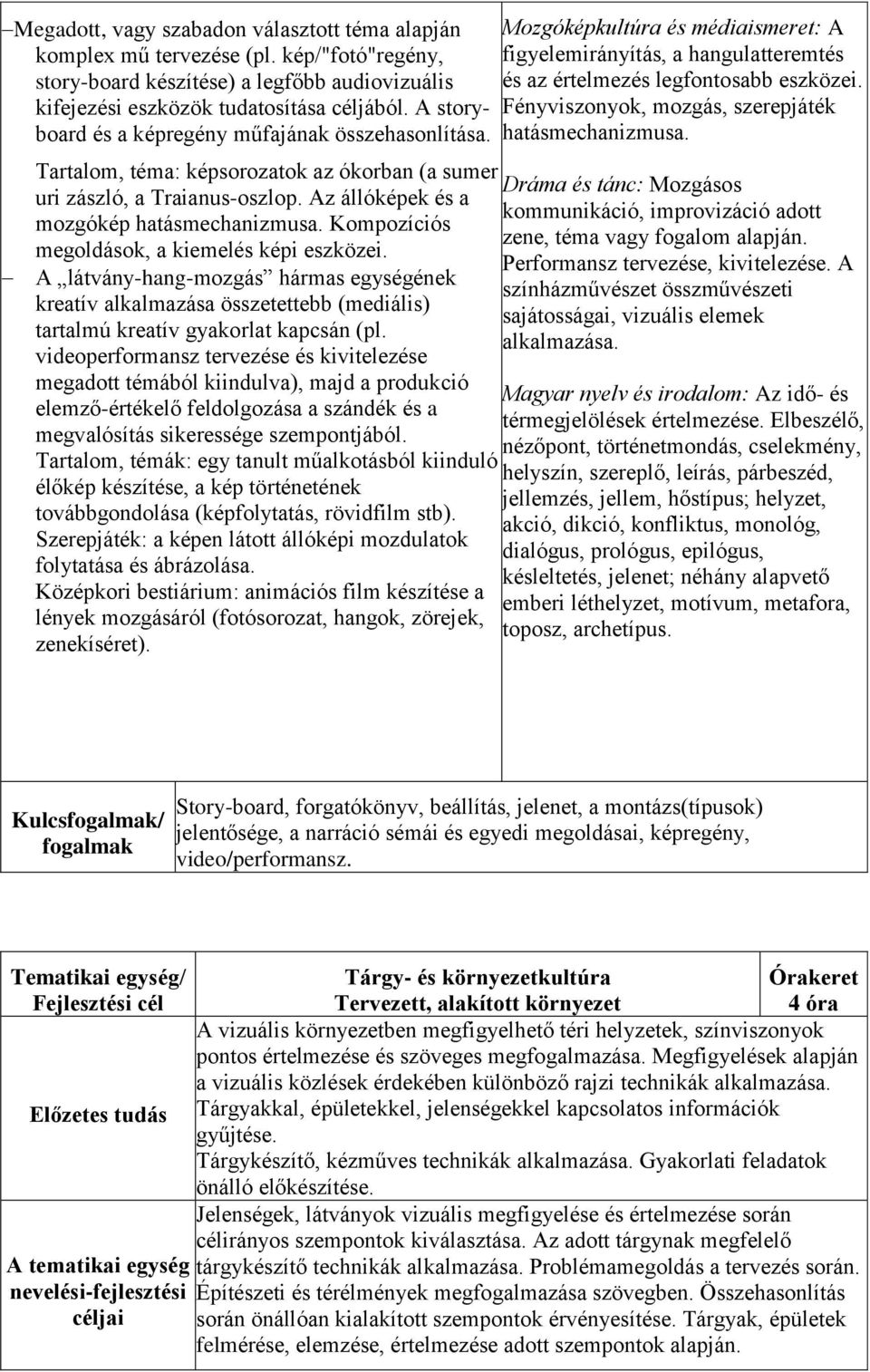 Kompozíciós megoldások, a kiemelés képi eszközei. A látvány-hang-mozgás hármas egységének kreatív alkalmazása összetettebb (mediális) tartalmú kreatív gyakorlat kapcsán (pl.