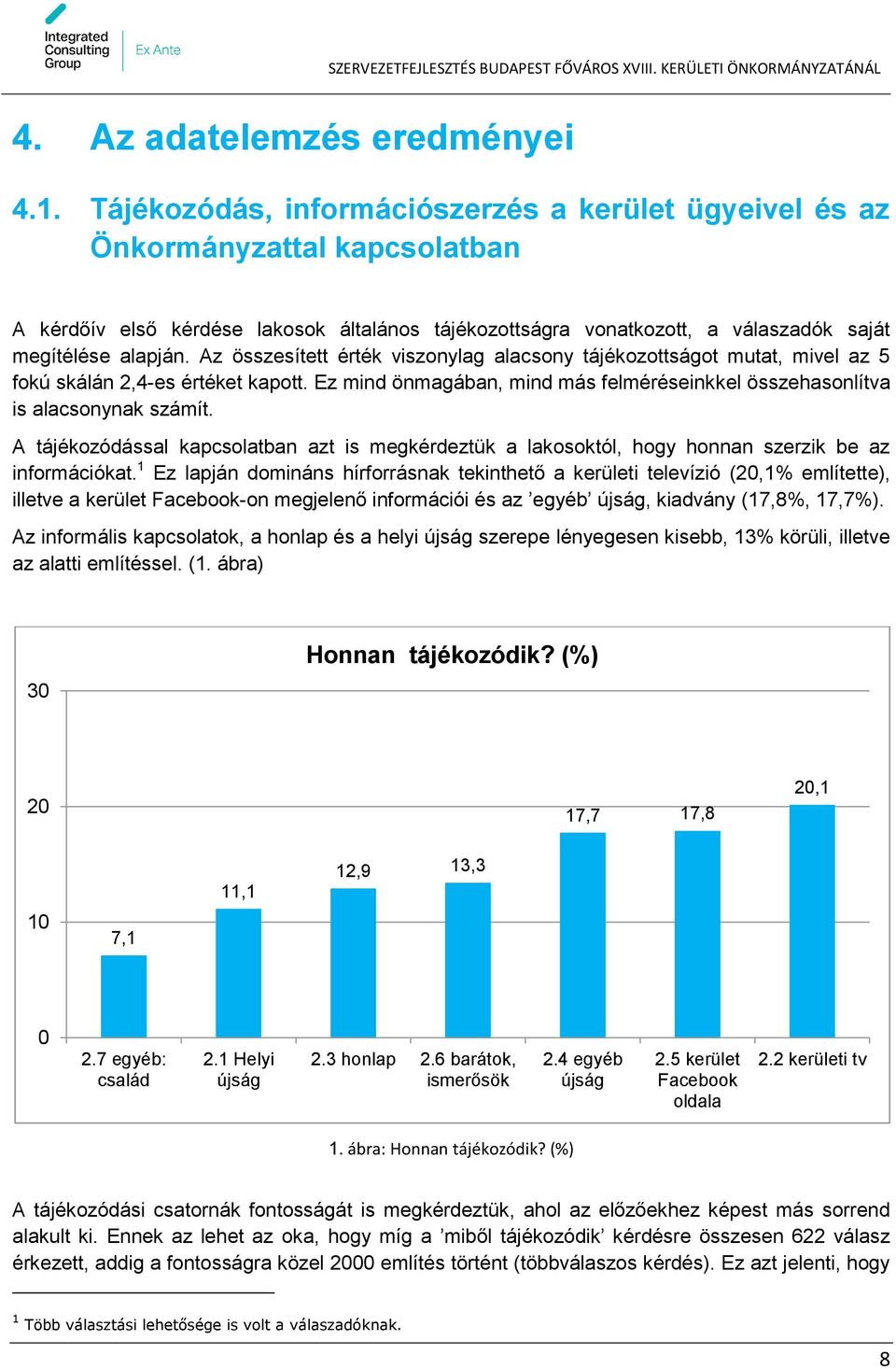 Az összesített érték viszonylag alacsony tájékozottságot mutat, mivel az 5 fokú skálán 2,4-es értéket kapott. Ez mind önmagában, mind más felméréseinkkel összehasonlítva is alacsonynak számít.