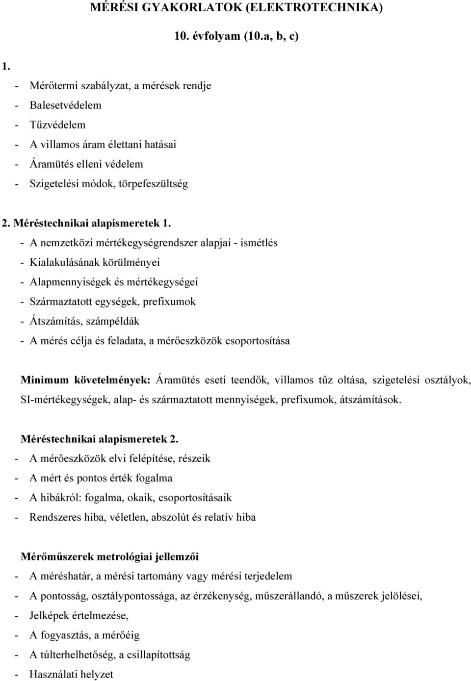 Méréstechnikai alapismeretek 1.