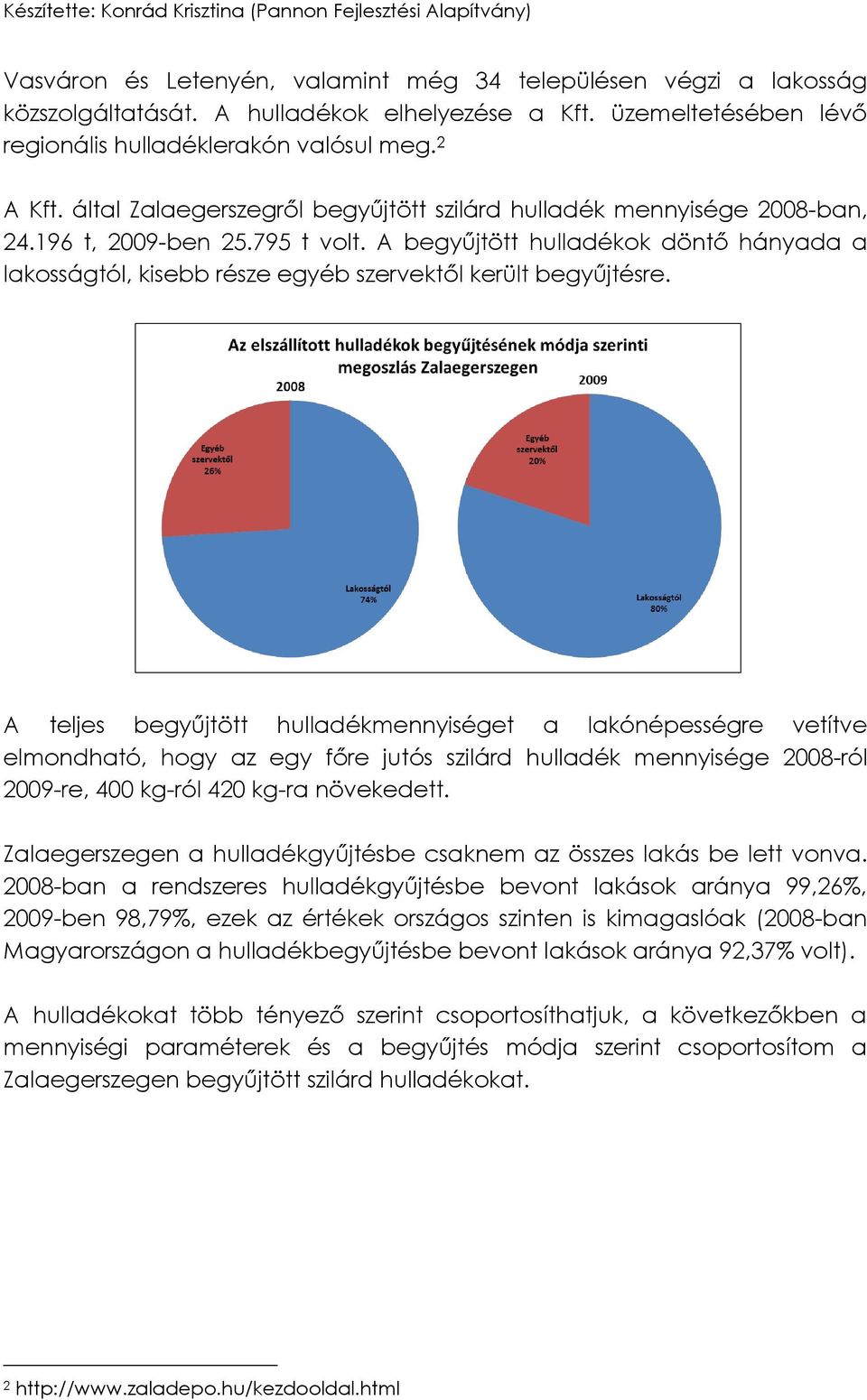 A begyűjtött hulladékok döntő hányada a lakosságtól, kisebb része egyéb szervektől került begyűjtésre.