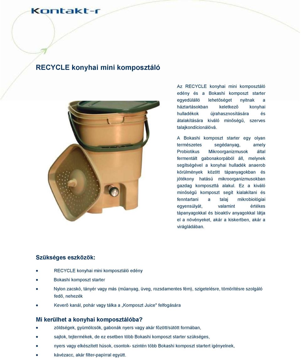 RECYCLE konyhai mini komposztáló - PDF Ingyenes letöltés