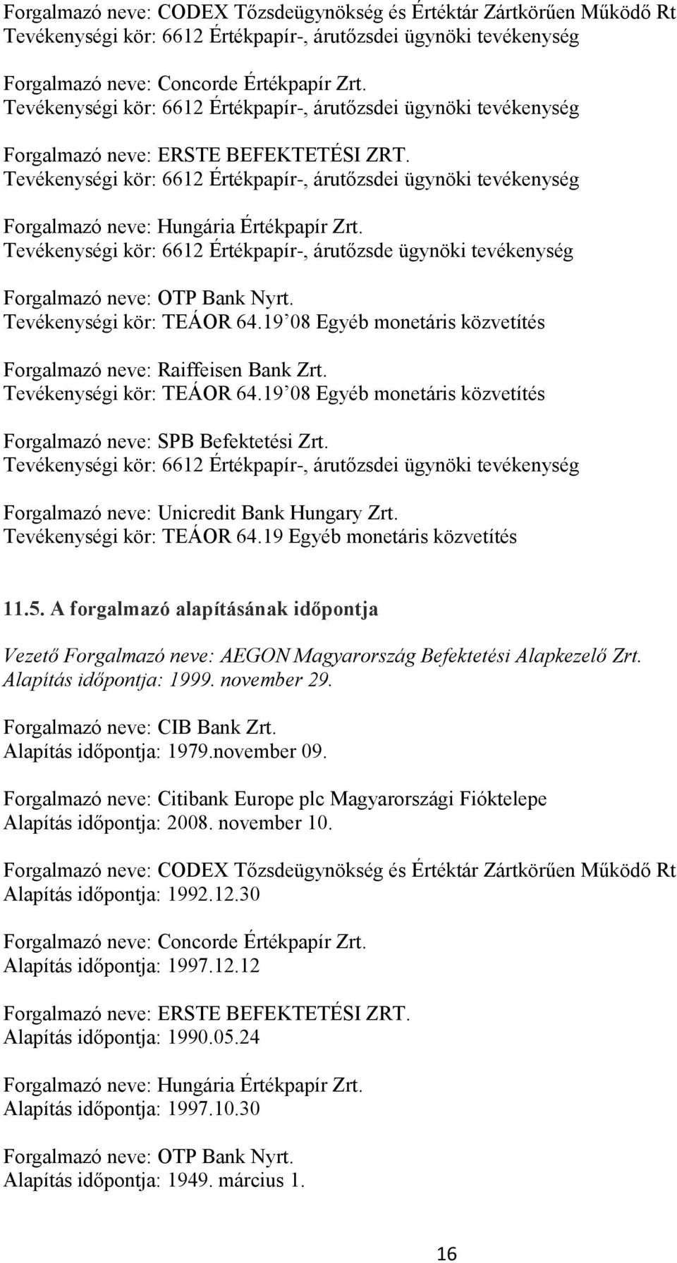 Tevékenységi kör: 6612 Értékpapír-, árutőzsdei ügynöki tevékenység Forgalmazó neve: Hungária Értékpapír Zrt.