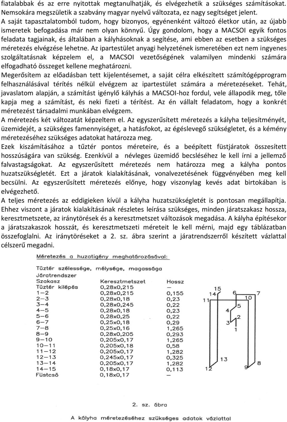 Úgy gondolom, hogy a MACSOI egyik fontos feladata tagjainak, és általában a kályhásoknak a segítése, ami ebben az esetben a szükséges méretezés elvégzése lehetne.