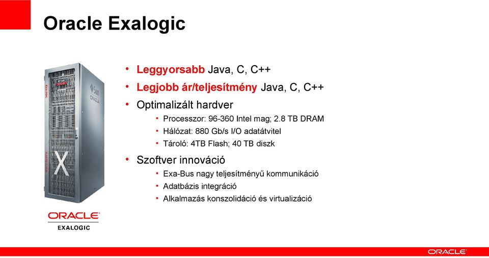 8 TB DRAM Hálózat: 880 Gb/s I/O adatátvitel Tároló: 4TB Flash; 40 TB diszk