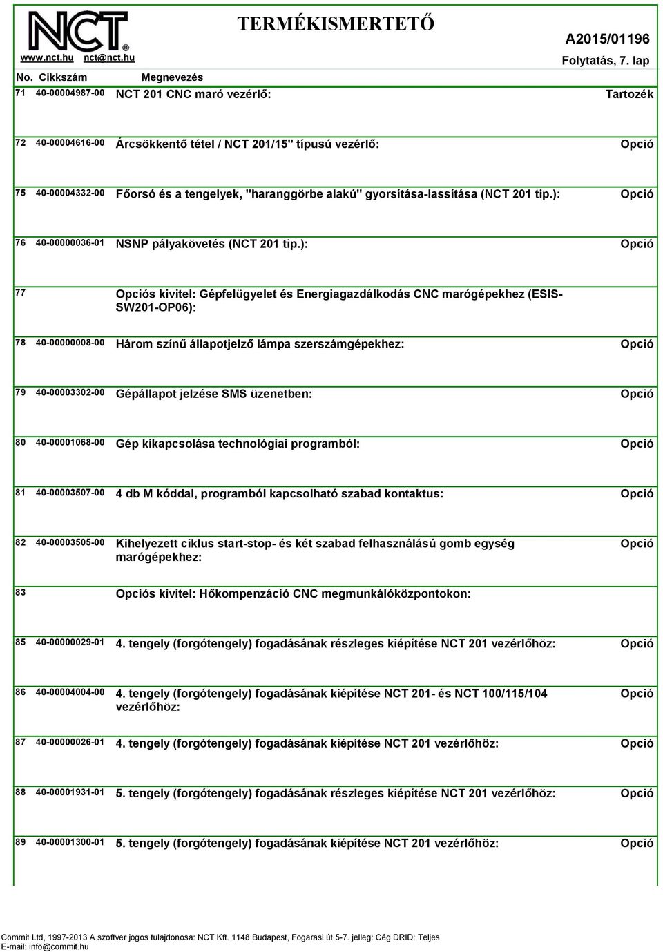 201 tip.): 76 40-00000036-01 NSNP pályakövetés (NCT 201 tip.