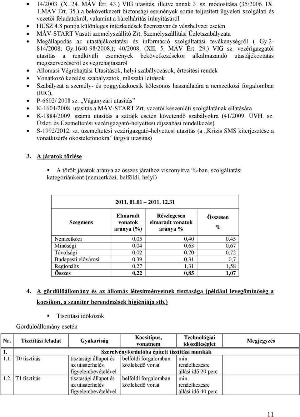 8 pontja különleges intézkedések üzemzavar és vészhelyzet esetén MÁV-START Vasúti személyszállító Zrt.