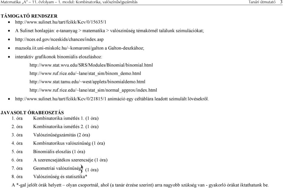 hu/~komaromi/galton a Galton-deszkához; interaktív grafikonok binomiális eloszláshoz: http://www.stat.wvu.edu/srs/modules/binomial/binomial.html http://www.ruf.rice.edu/~lane/stat_sim/binom_demo.