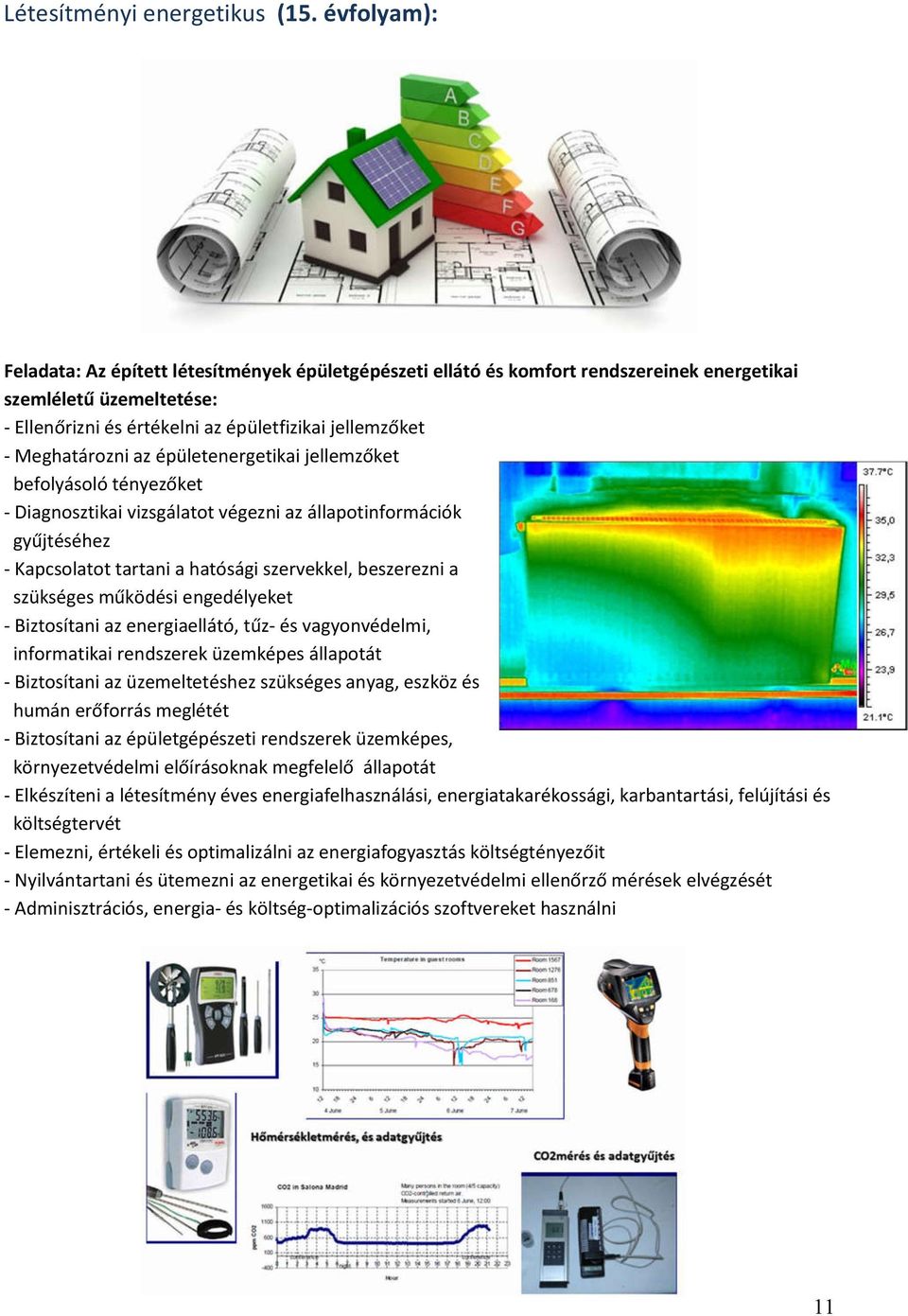 Meghatározni az épületenergetikai jellemzőket befolyásoló tényezőket - Diagnosztikai vizsgálatot végezni az állapotinformációk gyűjtéséhez - Kapcsolatot tartani a hatósági szervekkel, beszerezni a