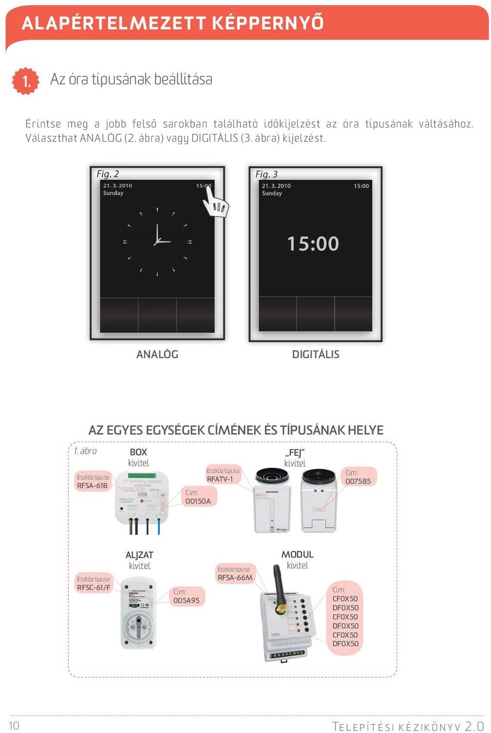 ábra) vagy DIGITÁLIS (3. ábra) kijelzést. Fig. 2 Fig. 3 ANALÓG DIGITÁLIS AZ EGYES EGYSÉGEK CÍMÉNEK ÉS TÍPUSÁNAK HELYE 1.