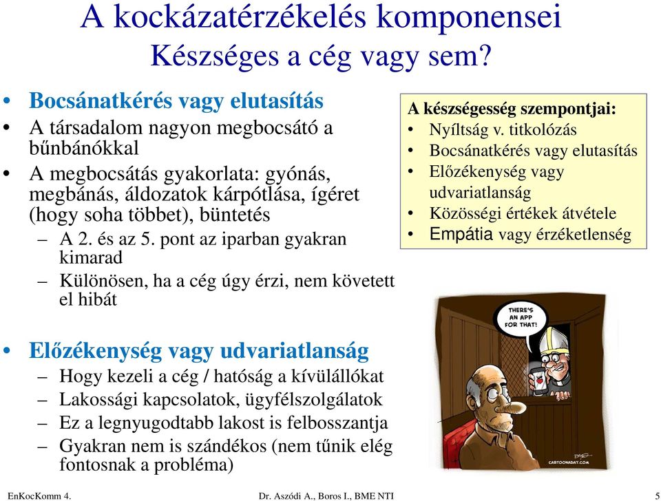 pont az iparban gyakran kimarad Különösen, ha a cég úgy érzi, nem követett el hibát Előzékenység vagy udvariatlanság Hogy kezeli a cég / hatóság a kívülállókat Lakossági kapcsolatok,