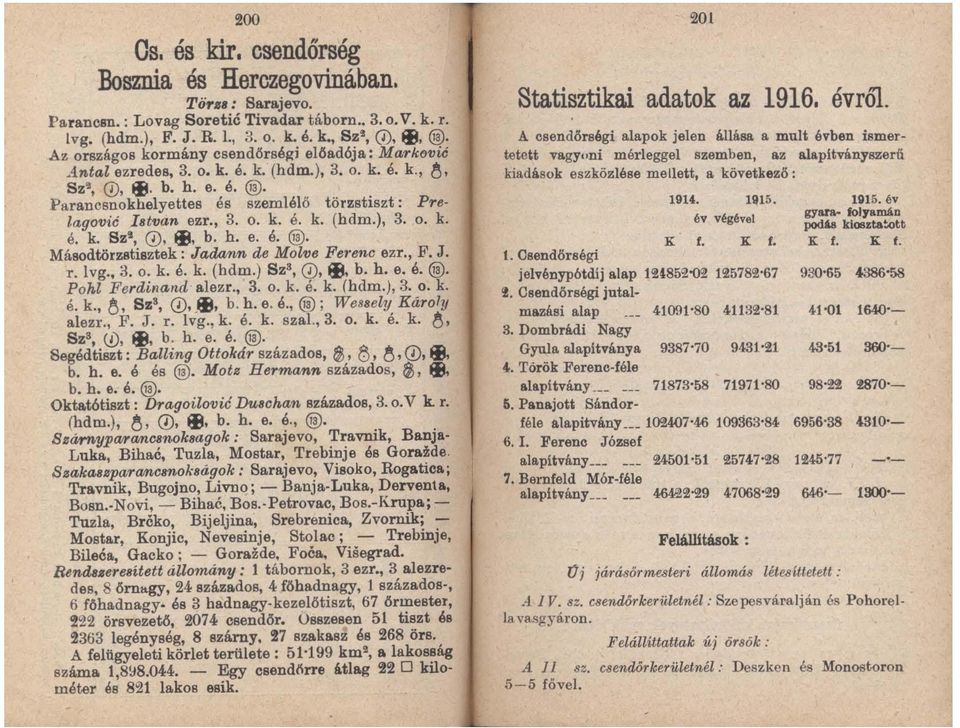 Parancsnokhelyettes és szemlélő törzstiszt: Pre lagovié I8tvan ezr., 3. o. k. é. k. (hdm.), 3. o. k. é. k. SZl, 0, ~, b. h. e. é. @. Má80dtörz8tisztek: Jadann de Molv6 Fe7'enc ezr., F. J. r. lvg., 3. o. k. é. k. (hdm.) S Z3, 0,~, b.