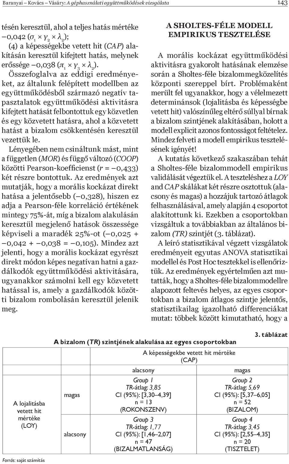 Összefoglalva az eddigi eredményeket, az általunk felépített modellben az együttm ködésb l származó negatív tapasztalatok együttm ködési aktivitásra kifejtett hatását felbontottuk egy közvetlen és