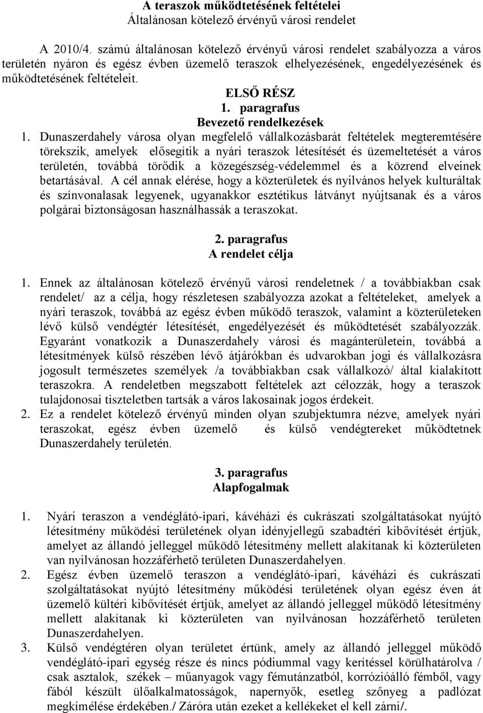 paragrafus Bevezető rendelkezések 1.