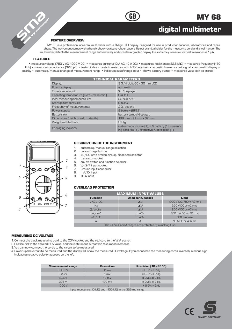 The multimeter detects the measurement range automatically and includes a graphic display. It is extremely sensitive; its best resolution is 1 µa.