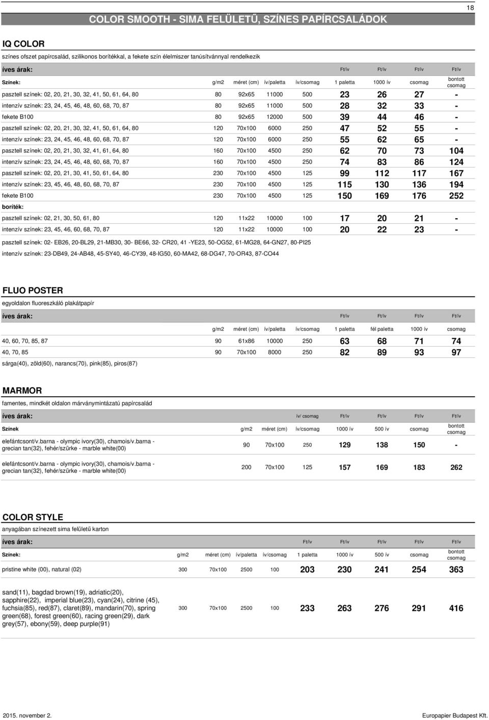 92x65 11000 500 28 32 33 - fekete B100 80 92x65 12000 500 39 44 46 - pasztell színek: 02, 20, 21, 30, 32, 41, 50, 61, 64, 80 120 70x100 6000 250 47 52 55 - intenzív színek: 23, 24, 45, 46, 48, 60,