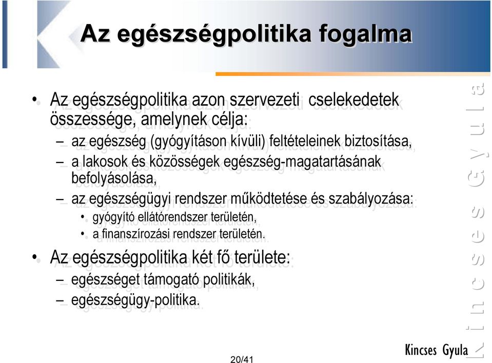befolyásolása, az az egészségügyi rendszer működtetése és és szabályozása: gyógyító ellátórendszer területén, a