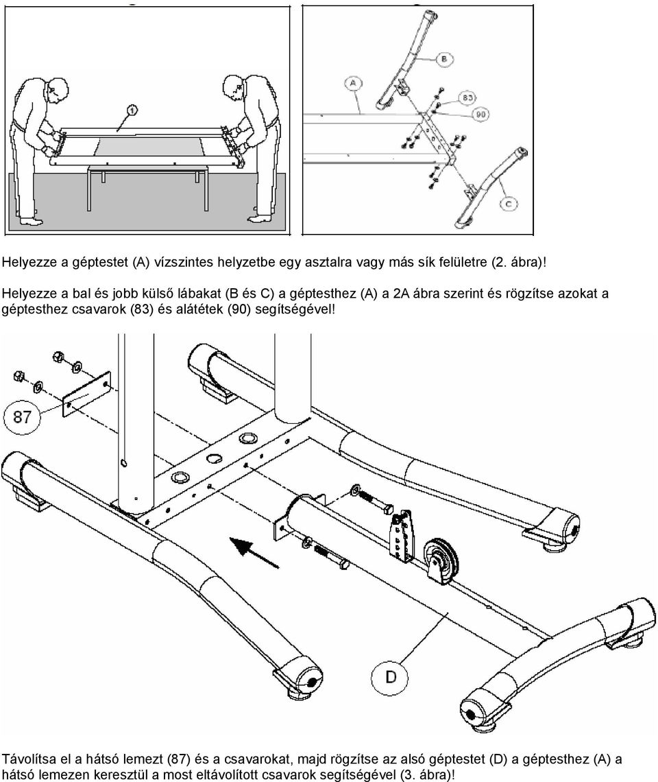 géptesthez csavarok (83) és alátétek (90) segítségével!