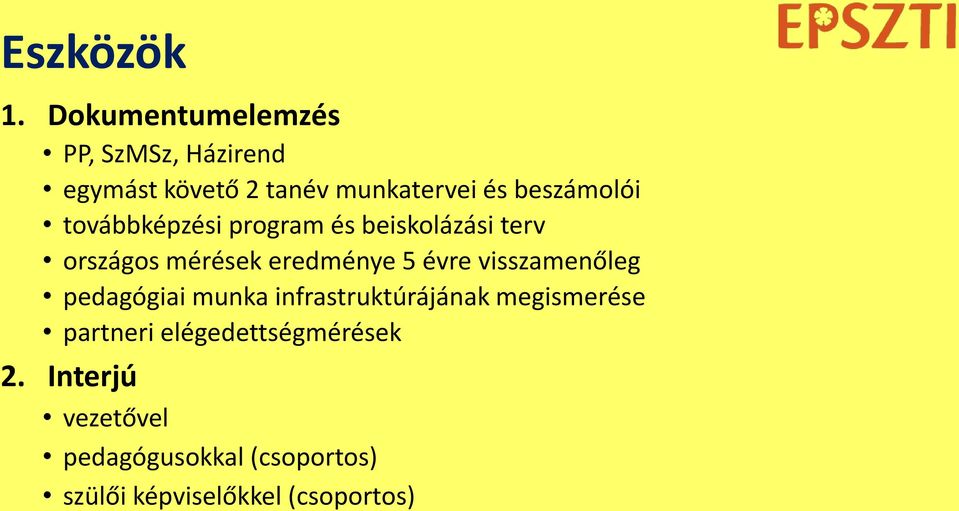 továbbképzési program és beiskolázási terv országos mérések eredménye 5 évre