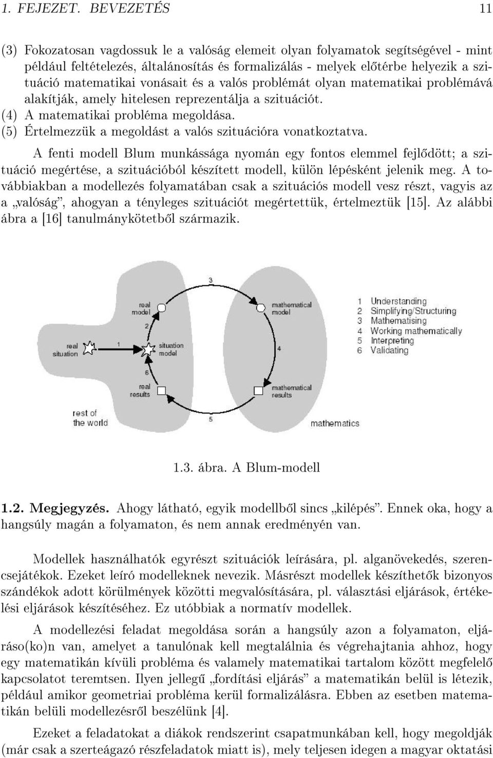 vonásait és a valós problémát olyan matematikai problémává alakítják, amely hitelesen reprezentálja a szituációt. (4) A matematikai probléma megoldása.