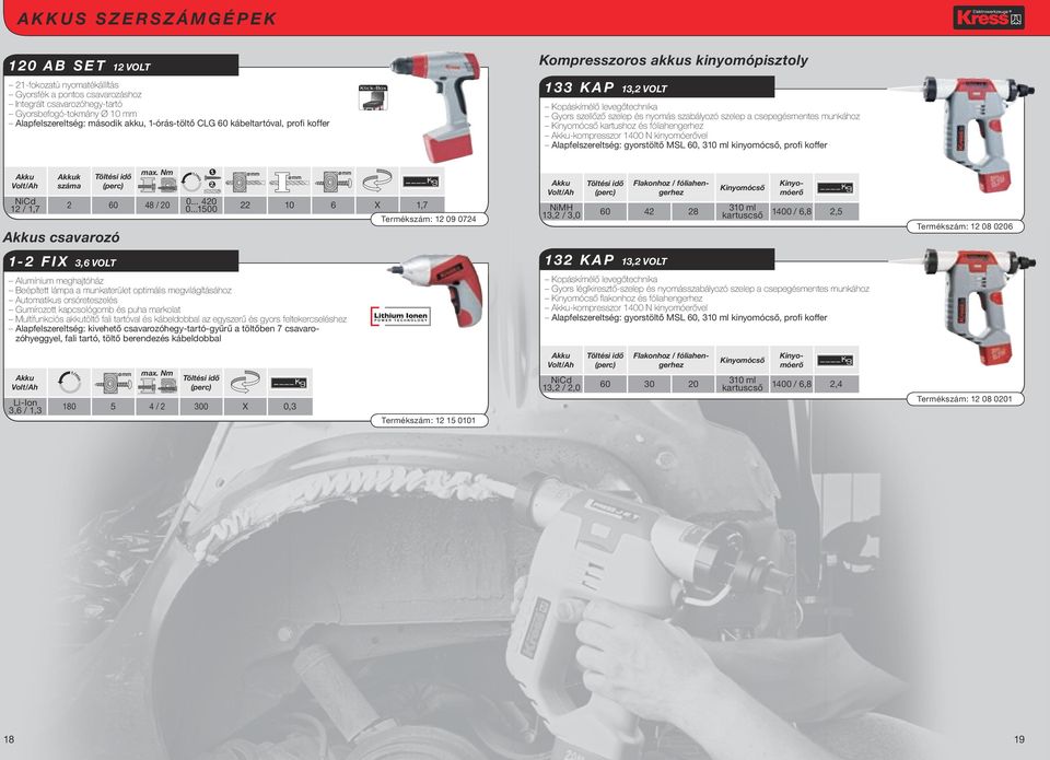 csepegésmentes munkához Kinyomócső kartushoz és fóliahengerhez -kompresszor 1400 N kinyomóerővel Alapfelszereltség: gyorstöltő MSL 60, 310 ml kinyomócső, profi koffer NiCd 12 / 1,7 k 2 60 48 / 20 s