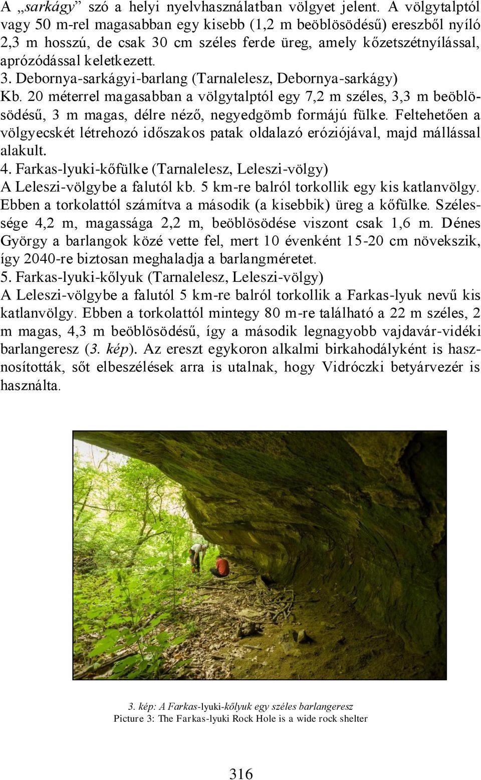 20 méterrel magasabban a völgytalptól egy 7,2 m széles, 3,3 m beöblösödésű, 3 m magas, délre néző, negyedgömb formájú fülke.