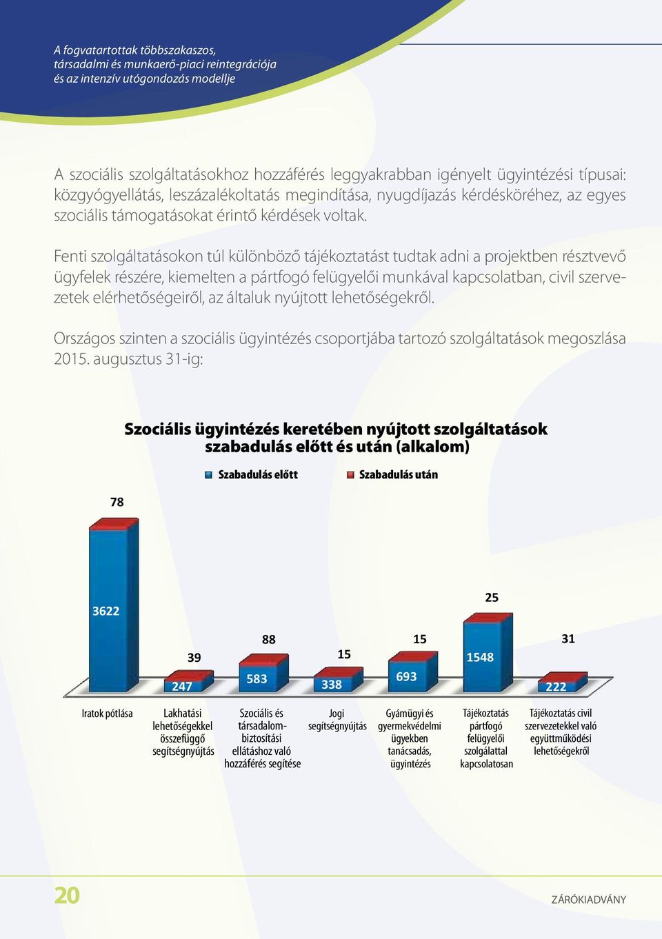 Fenti szolgáltatásokon túl különböző tájékoztatást tudtak adni a projektben résztvevő ügyfelek részére, kiemelten a pártfogó felügyelői munkával kapcsolatban, civil szervezetek elérhetőségeiről, az