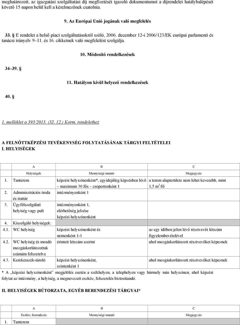 cikkeinek való megfelelést szolgálja. 10. Módosító rendelkezések 34 39. 11. Hatályon kívül helyező rendelkezések 40. 1. melléklet a 393/2013. (XI. 12.) Korm.